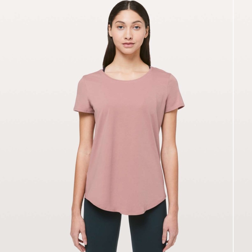 Lululemon Love Crew 3 Curved Hem Short Sleeve Cotton Lightweight Stretch Top 18
